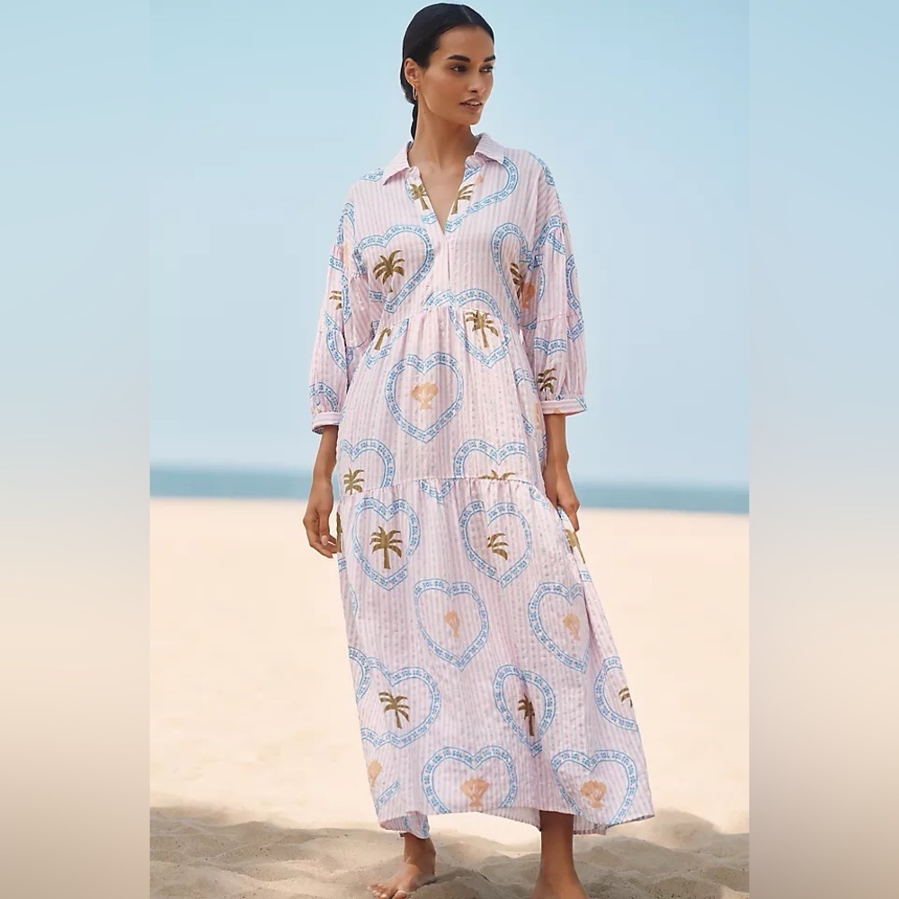 NWT Anthropologie Celandine The Carolita Printed Tiered Shirt Dress, Size L - Picture 4 of 6
